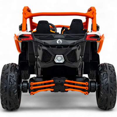 Coche Eléctrico para Niño CAN-AM MAVERICK TURBO RR 4x4 24v Naranja c/ RUEDAS DE GOMA & ASIENTO DE PIEL