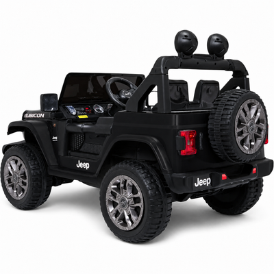 Carro Elétrico para Criança JEEP RUBICON 4x4 24v Preto c/ RODAS DE BORRACHA & ASSENTO EM PELE