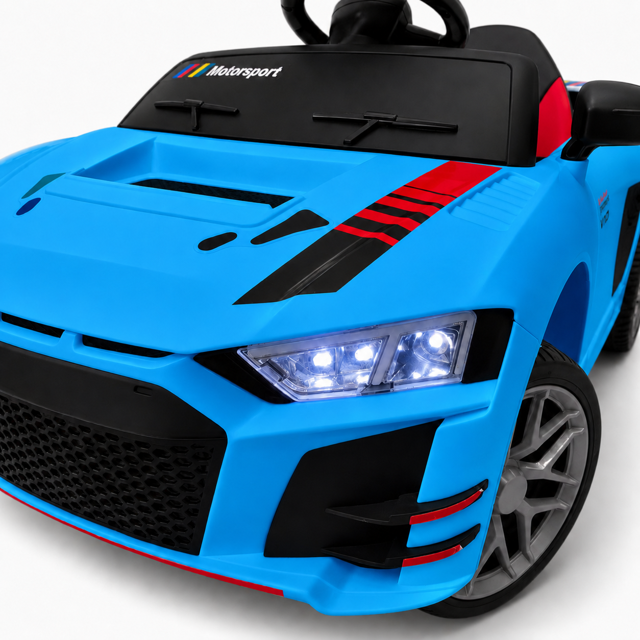 Coche Eléctrico para Niño R8 Style 12v Azul c/ RUEDAS DE GOMA & ASIENTO DE PIEL