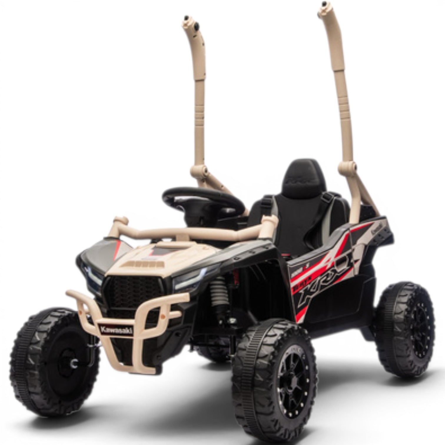 Coche Eléctrico para niño KAWASAKI 24V Negro y Azul c/ RUEDAS DE GOMA & ASIENTO DE PIEL