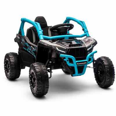 Coche Eléctrico para Niños Buggy KAWASAKI 4x4 12v BATERÍA DE LITIO Azul c/ RUEDAS DE GOMA & ASIENTO DE PIEL
