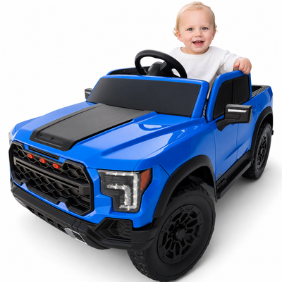 Carro Elétrico para Criança Range Raptor Style 12v Azul c/ RODAS DE BORRACHA & ASSENTO EM PELE