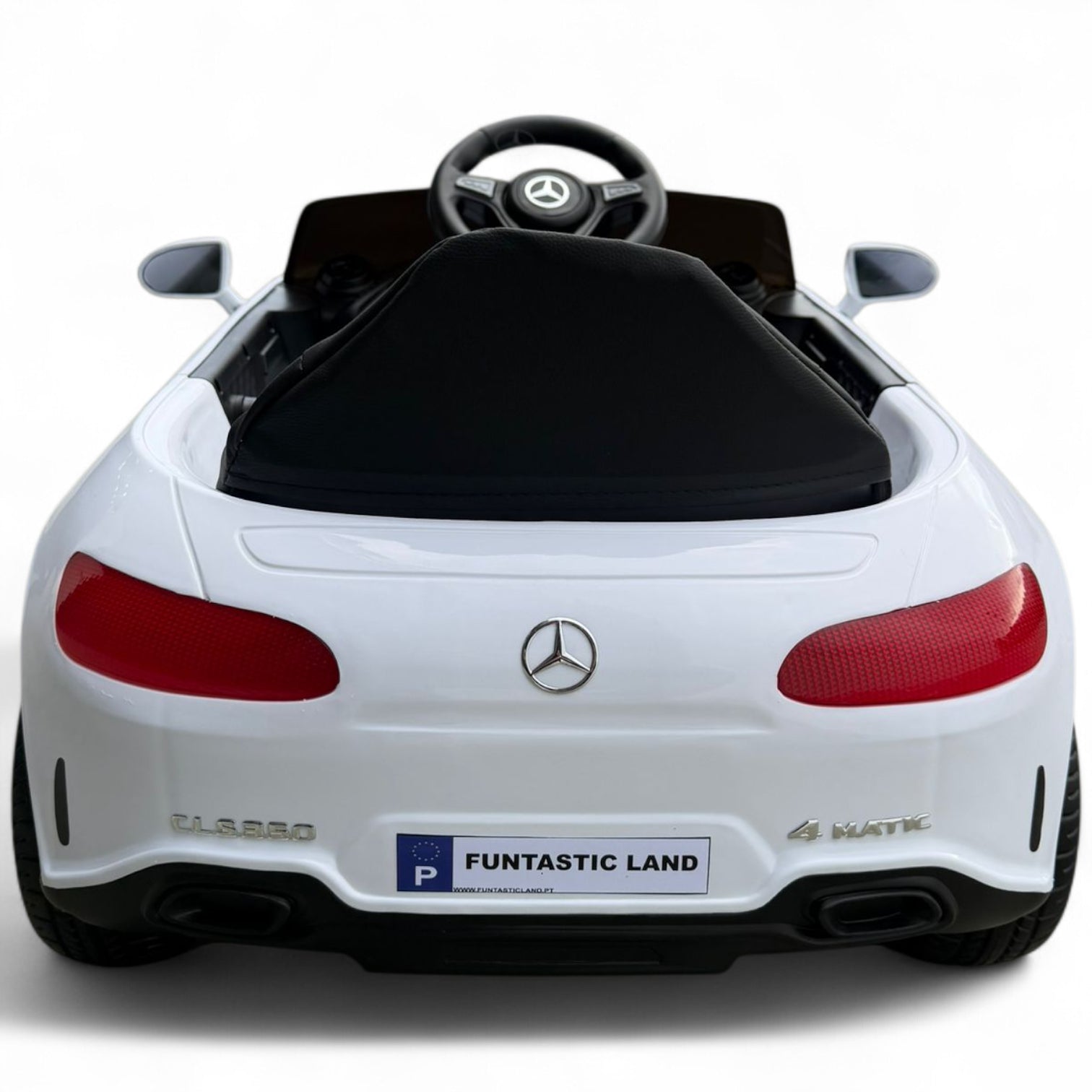 Coche Eléctrico para niño MERCEDES CLS 350 12v BLANCO c/ RODAS DE BORRACHA & ASIENTO EN PELE