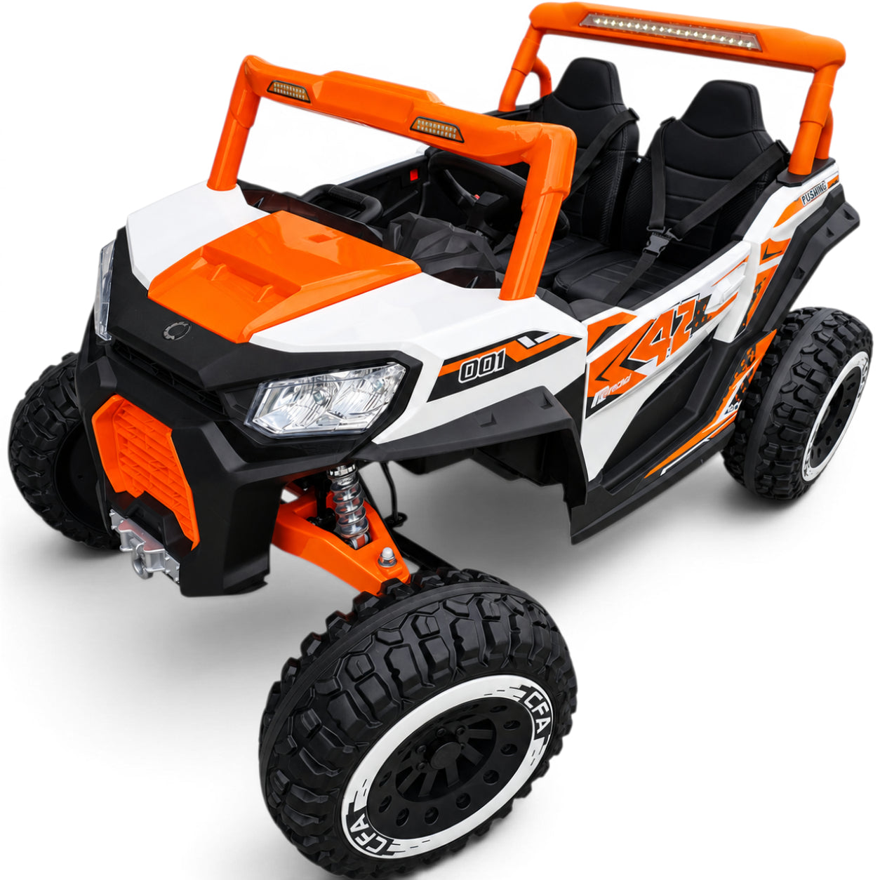 Carro Elétrico para Criança BUGGY PULSATING 4x4 24v Laranja c/ RODAS DE BORRACHA & ASSENTO EM PELE