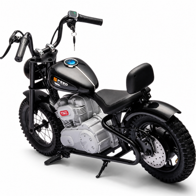 Mota Elétrica para Criança MINI REBEL 36v Preta c/ RODAS PNEUMÁTICAS E ASSENTO EM PELE
