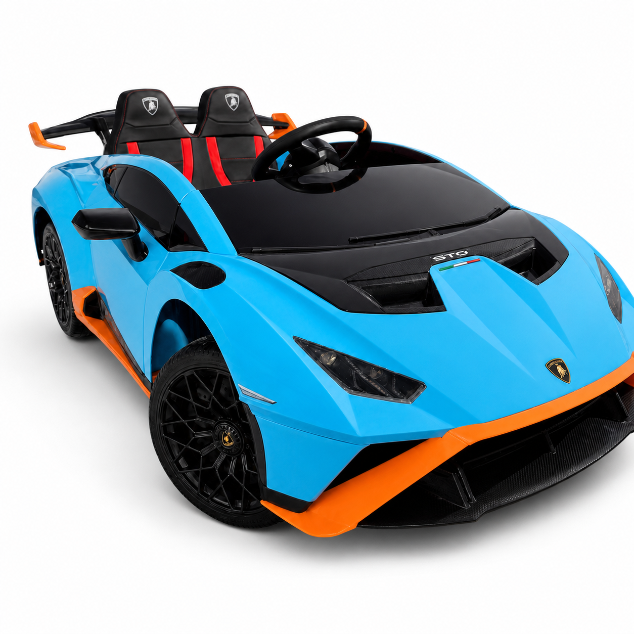 Coche Eléctrico para Niños LAMBORGHINI STO 12v Azul c/ RUEDAS DE GOMA & ASIENTO DE PIEL