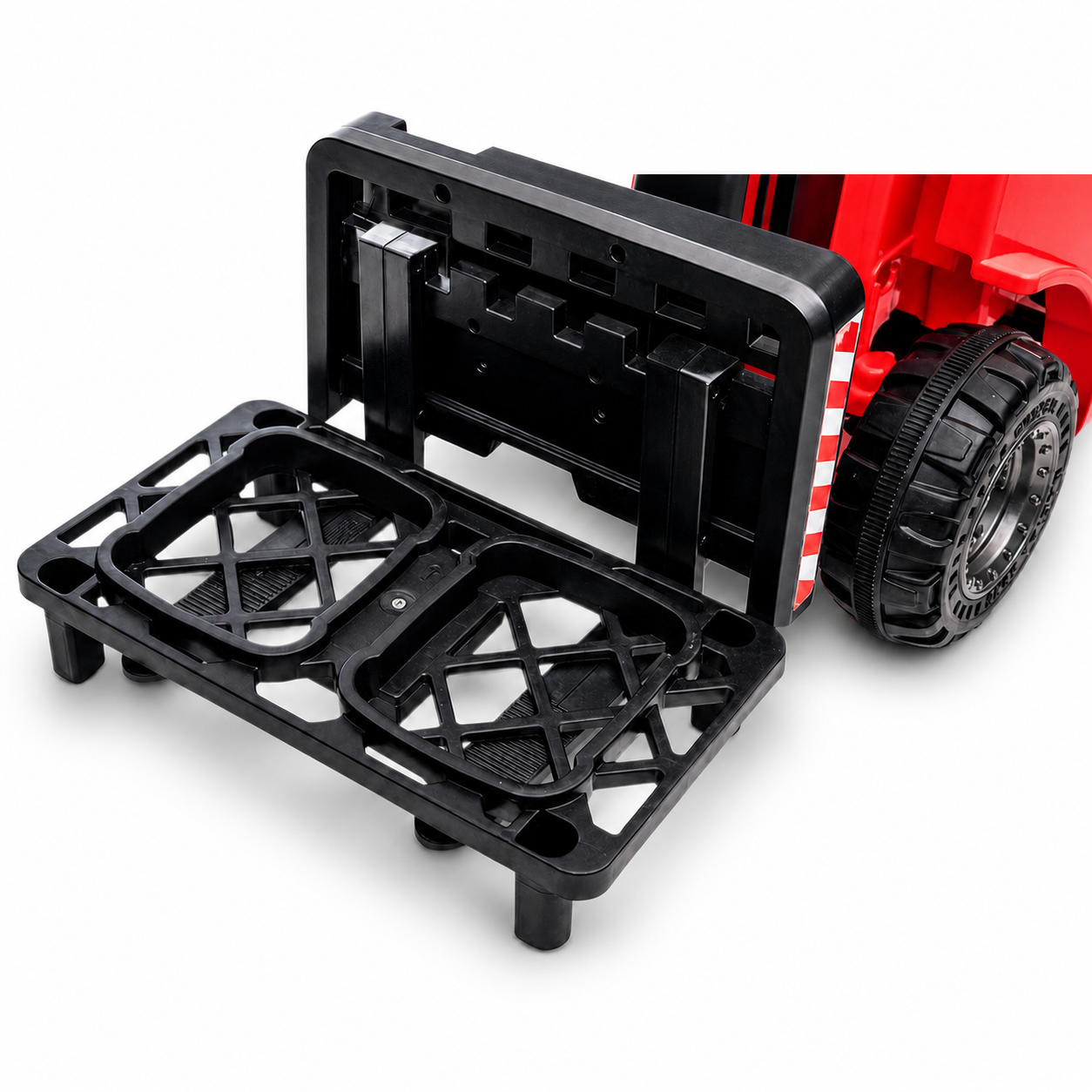 Empilhador Elétrico para Criança 12v Vermelho c/ RODAS DE BORRACHA & ASSENTO EM PELE