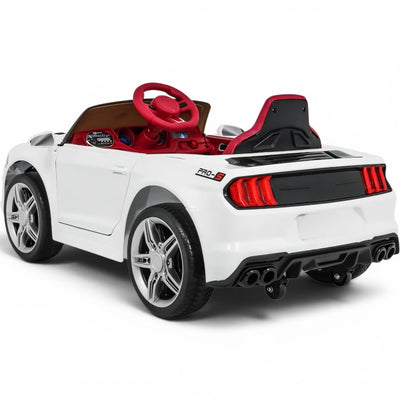 Carro Elétrico para Criança GT Style Branco 12v c/ RODAS DE BORRACHA & ASSENTO EM PELE