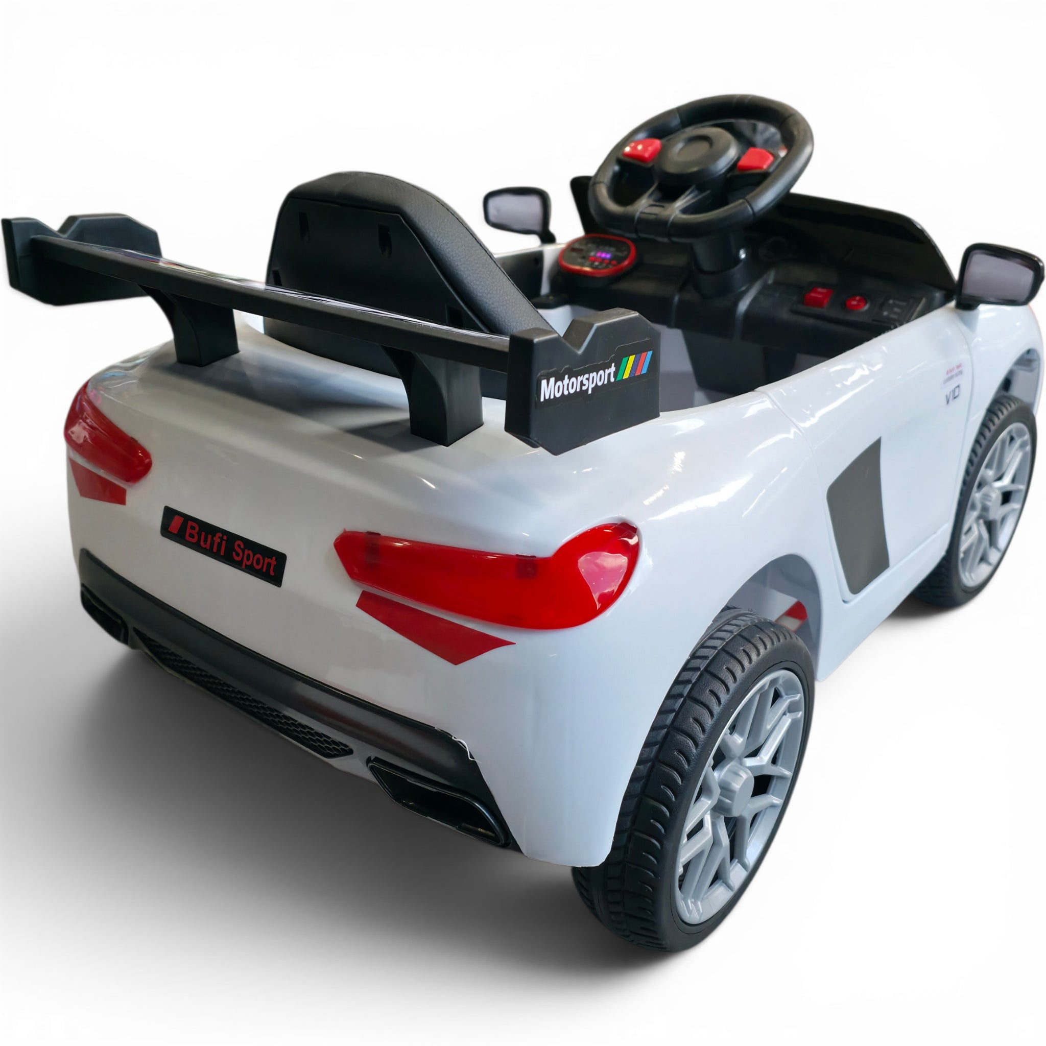 Coche Eléctrico para Niño R8 Style 12v Blanco c/ RUEDAS DE GOMA & ASIENTO DE PIEL