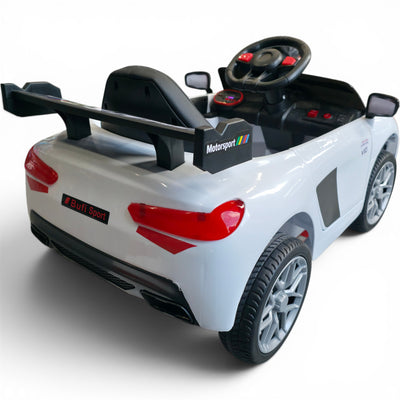 Coche Eléctrico para Niño R8 Style 12v Blanco c/ RUEDAS DE GOMA & ASIENTO DE PIEL