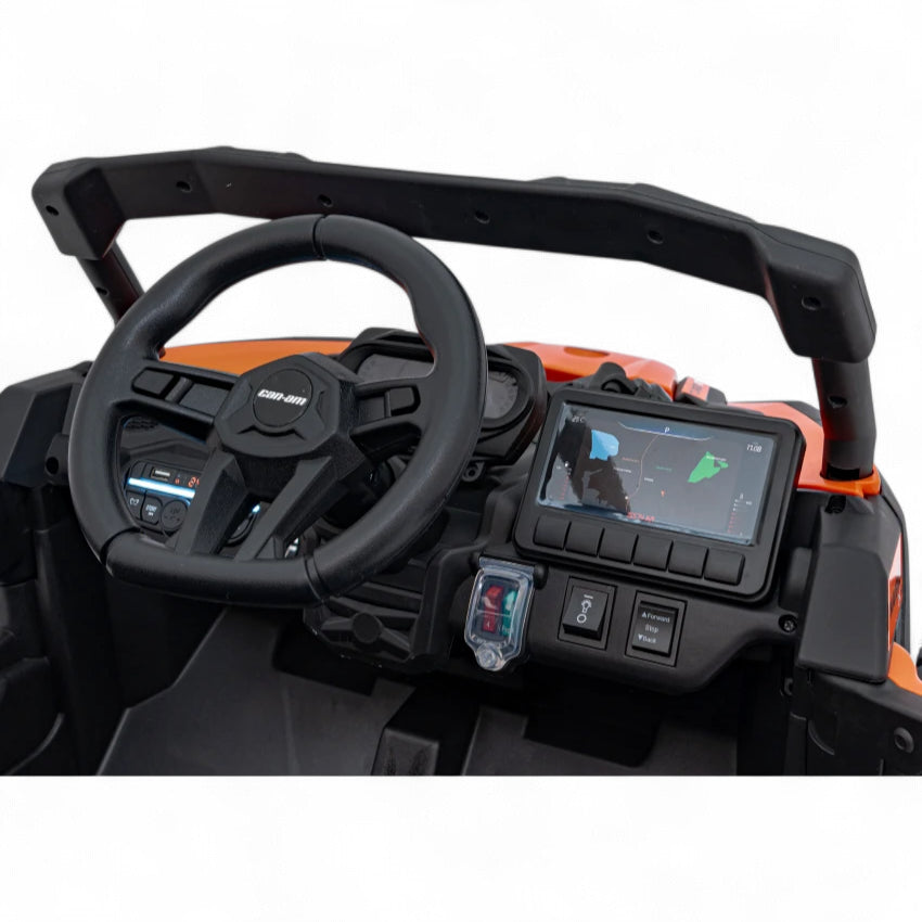 Coche Eléctrico para Niño CAN-AM MAVERICK 4x4 24v Naranja c/ RODAS DE BORRACHA & ASIENTO EN PELE