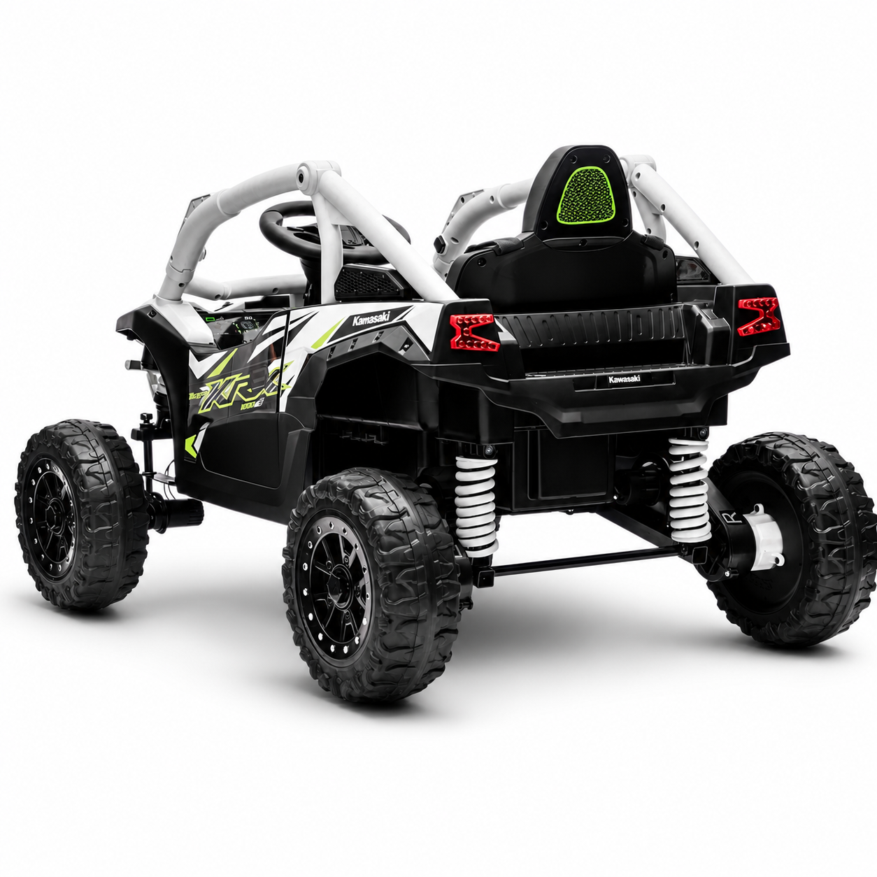 Coche Eléctrico para Niños Buggy KAWASAKI 4x4 12v BATERÍA DE LITIO Blanco c/ RUEDAS DE GOMA & ASIENTO DE PIEL