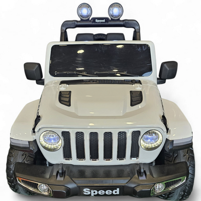 Jeep eléctrico para niños 12v con ruedas de goma y asientos de cuero