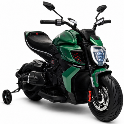 Mota Elétrica para Criança DUCATI DIAVEL V4 12v Verde c/ RODAS DE BORRACHA
