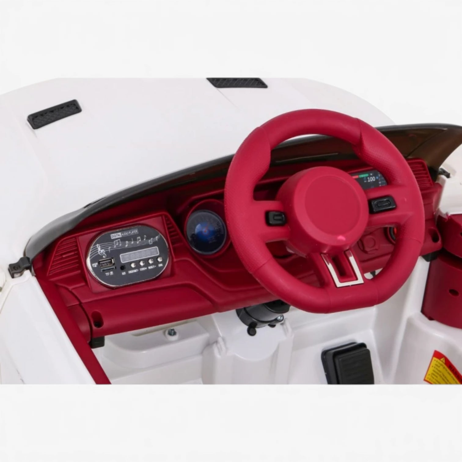Carro Elétrico para Criança GT Style Branco 12v c/ RODAS DE BORRACHA & ASSENTO EM PELE