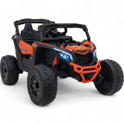 Coche Eléctrico para Niño CAN-AM MAVERICK 4x4 24v Naranja c/ RODAS DE BORRACHA & ASIENTO EN PELE