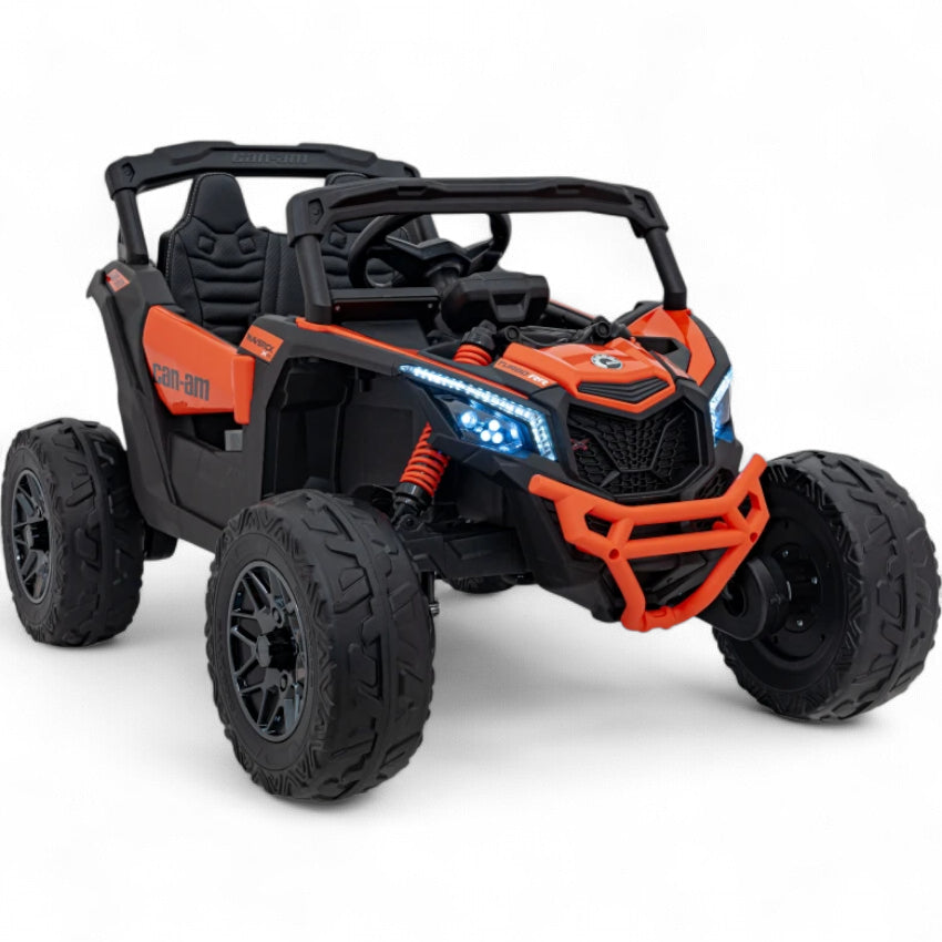 Coche Eléctrico para Niño CAN-AM MAVERICK 4x4 24v Naranja c/ RODAS DE BORRACHA & ASIENTO EN PELE