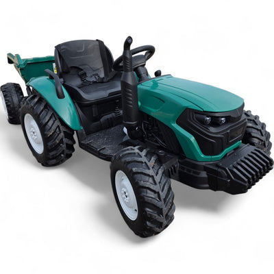 Tractor Eléctrico para Niño GROW c/ Remolque 24v Verde Oscuro c/ RUEDAS DE GOMA