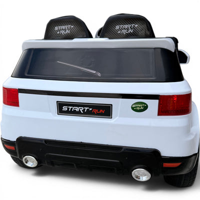Carro Elétrico para Criança Rover Style 12v Branco c/ RODAS DE BORRACHA & ASSENTO EM PELE