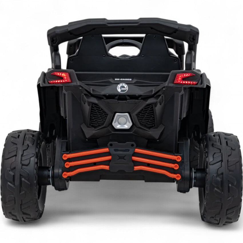 Coche Eléctrico para Niño CAN-AM MAVERICK 4x4 24v Naranja c/ RODAS DE BORRACHA & ASIENTO EN PELE