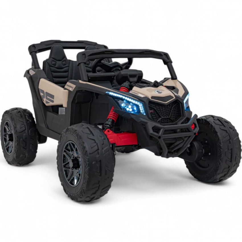 Coche Eléctrico para Niño CAN-AM MAVERICK 4x4 24v Caqui c/ RODAS DE BORRACHA & ASIENTO EN PELE