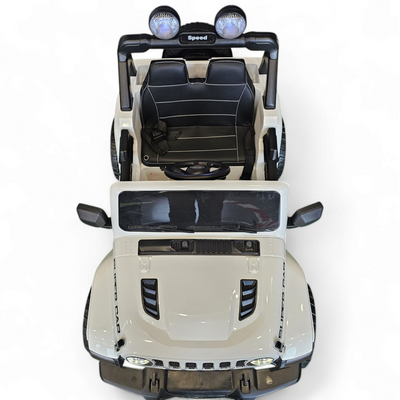 Jeep eléctrico para niños 12v con ruedas de goma y asientos de cuero