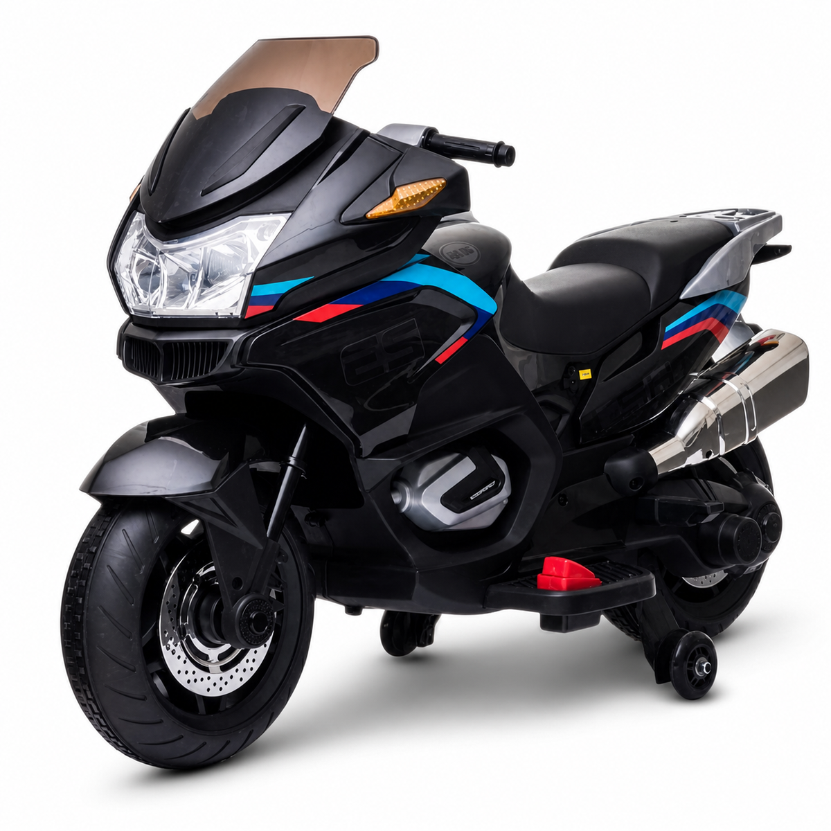 Moto Eléctrica para Niños BM Style 12v Negra con RUEDAS DE GOMA y ASIENTO DE PIEL ECOLÓGICA