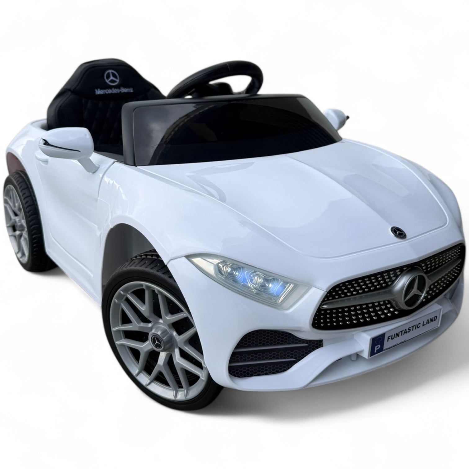 Coche Eléctrico para niño MERCEDES CLS 350 12v BLANCO c/ RODAS DE BORRACHA & ASIENTO EN PELE