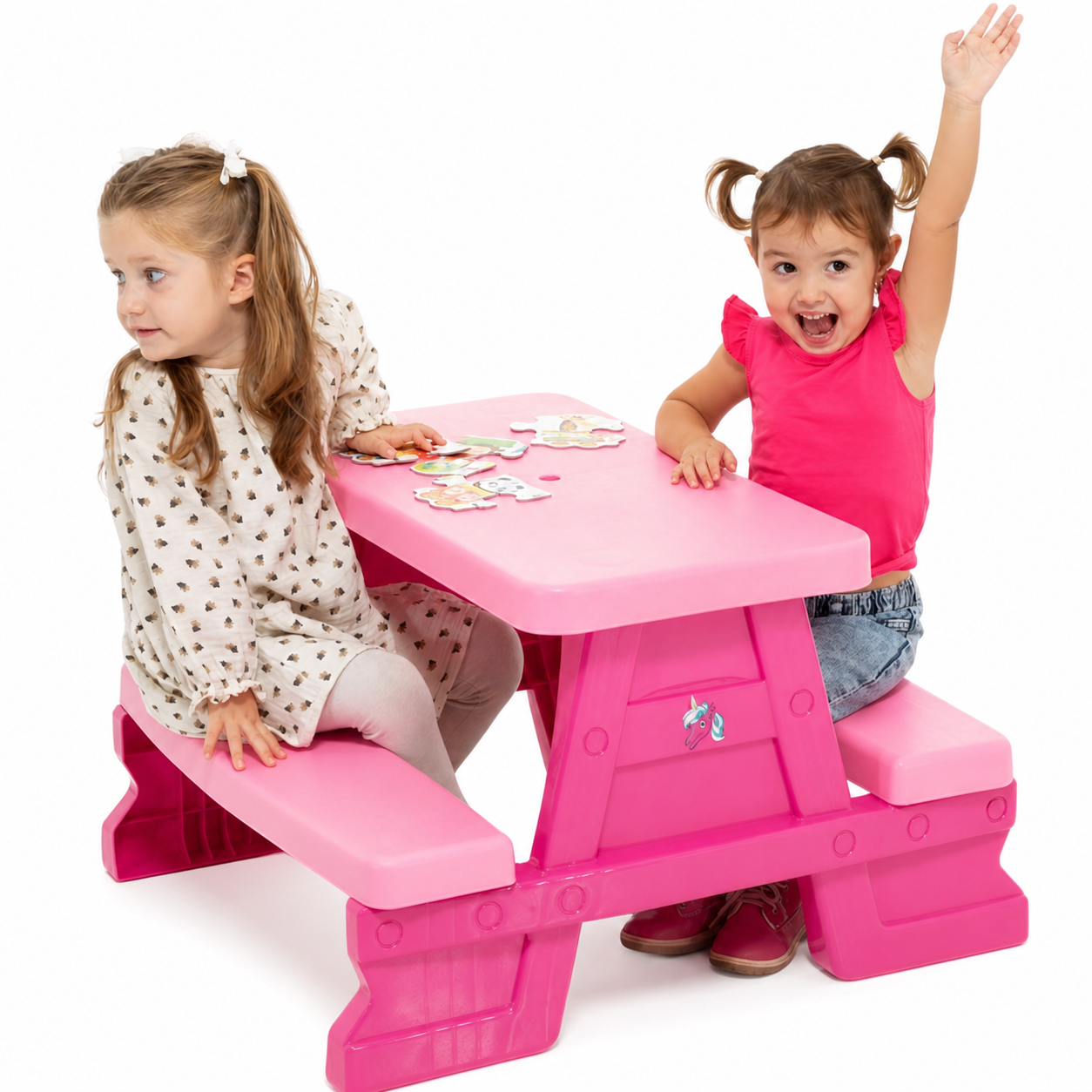Mesa Infantil de Jardín con Bancos Rosa