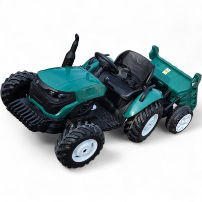 Tractor Eléctrico para Niño GROW c/ Remolque 24v Verde Oscuro c/ RUEDAS DE GOMA