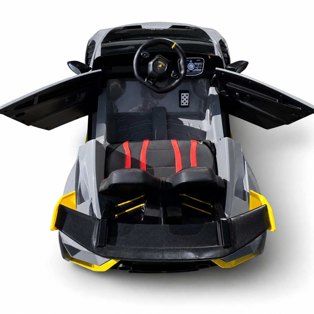 Coche Eléctrico para Niños LAMBORGHINI STO 12v Gris con RUEDAS DE GOMA y ASIENTO DE PIEL