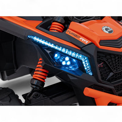 Coche Eléctrico para Niño CAN-AM MAVERICK 4x4 24v Naranja c/ RODAS DE BORRACHA & ASIENTO EN PELE
