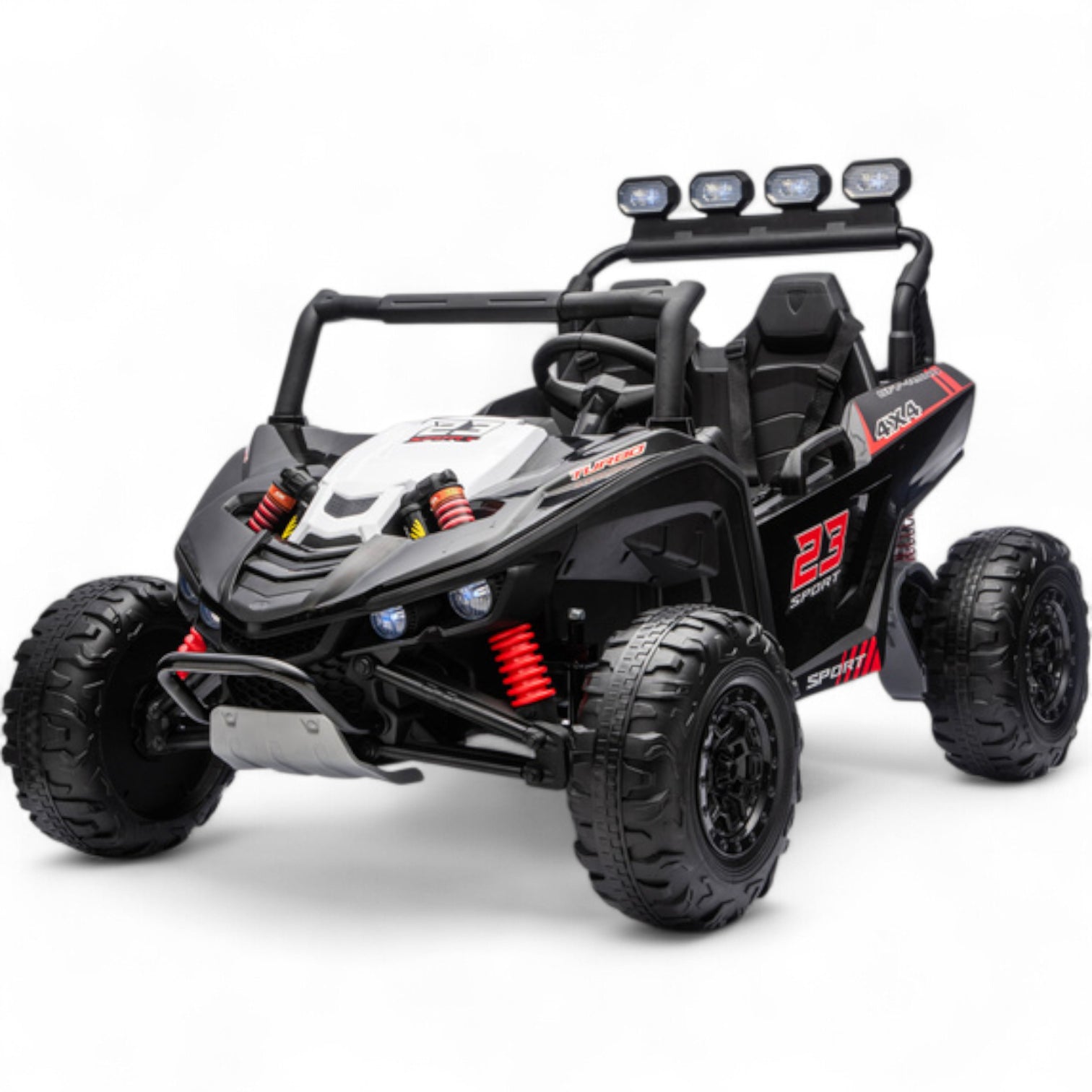 Coche Eléctrico para Niño BUGGY TURBO SPORT 4x4 24v Negro c/ RUEDAS DE GOMA & ASIENTO DE PIEL