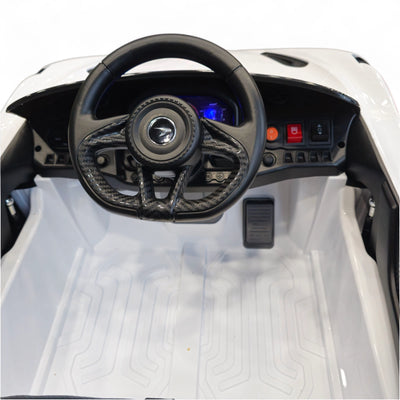 Coche Eléctrico para Niños McLaren 12v Blanco c/ RUEDAS DE GOMA & ASIENTO DE PIEL
