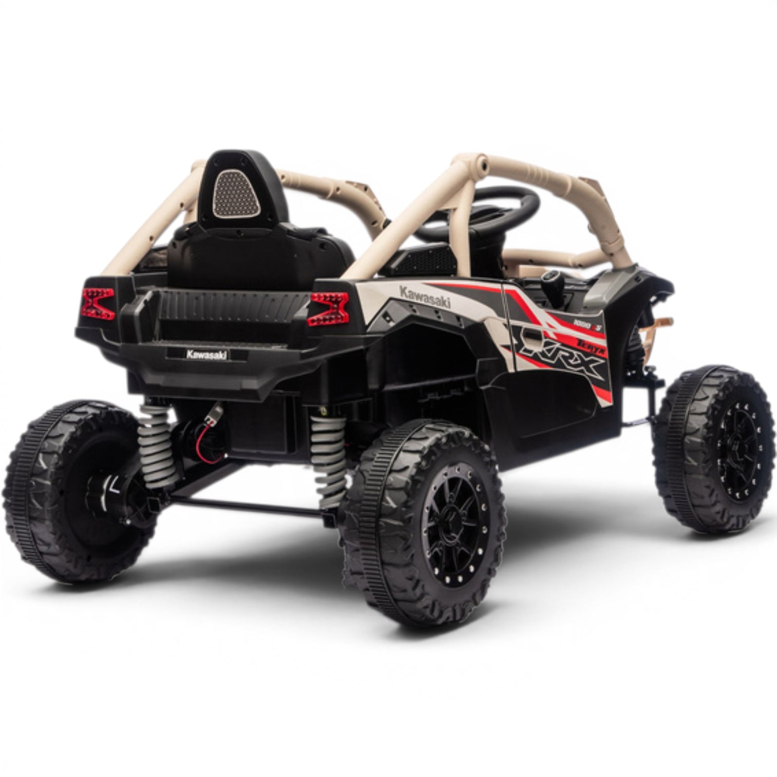 Coche Eléctrico para niño KAWASAKI 24V Negro y Azul c/ RUEDAS DE GOMA & ASIENTO DE PIEL