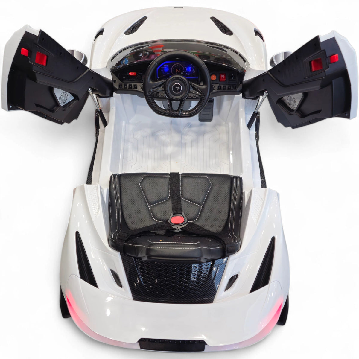 McLaren 765LT 12V Branco – carro elétrico para criança (vista 2)