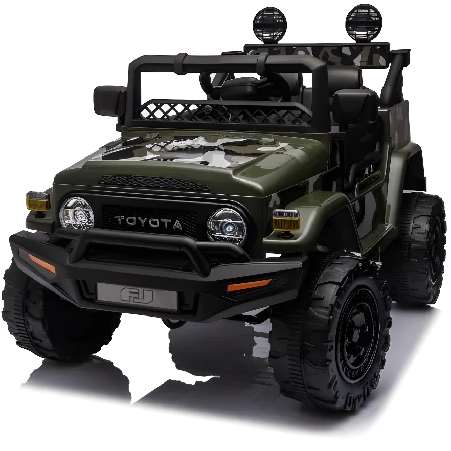 Coche Eléctrico para Niños TOYOTA FJ CRUISER 12v 4X4 Verde Camuflado c/ RUEDAS DE GOMA & ASIENTO DE PIEL