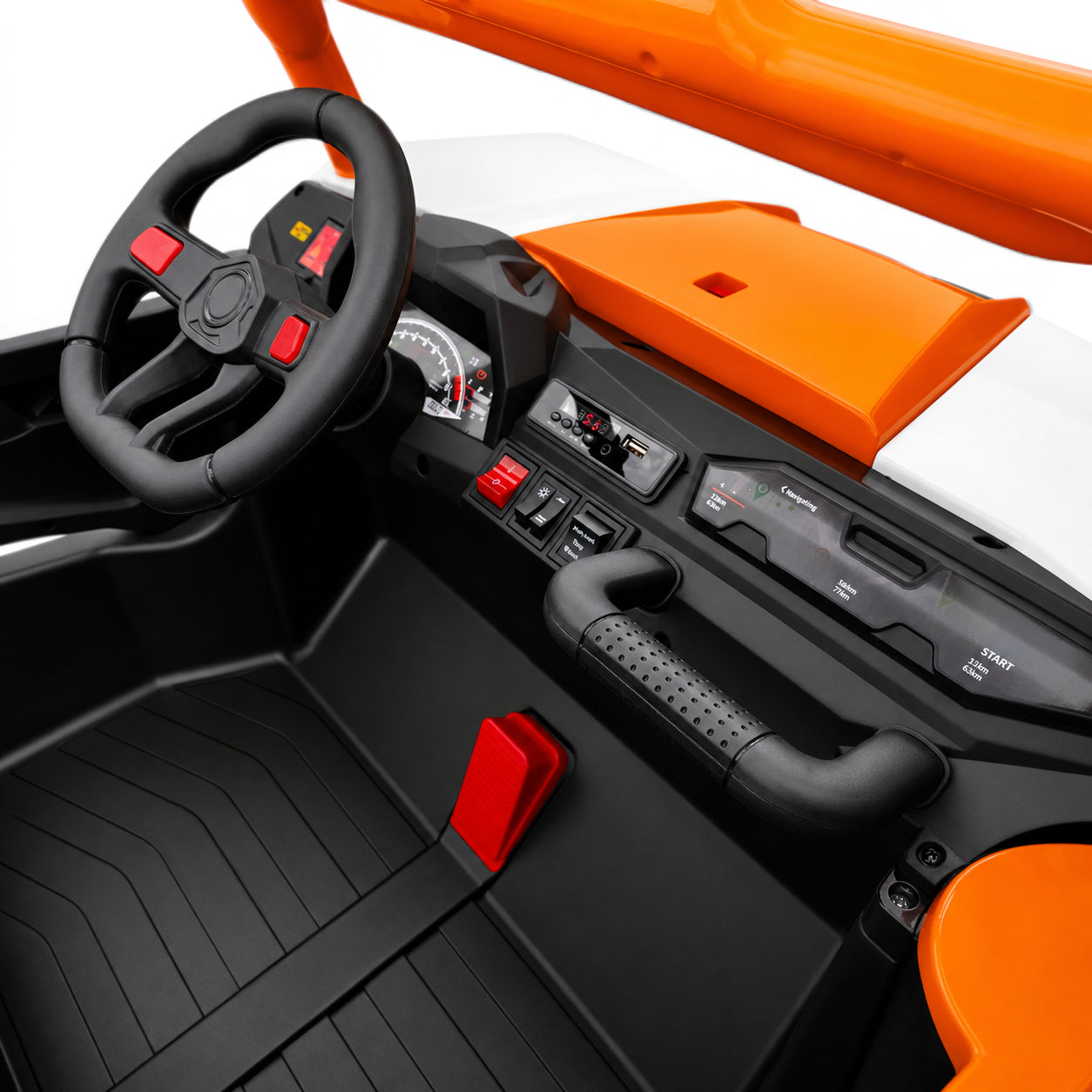 Carro Elétrico para Criança BUGGY PULSATING 4x4 24v Laranja c/ RODAS DE BORRACHA & ASSENTO EM PELE