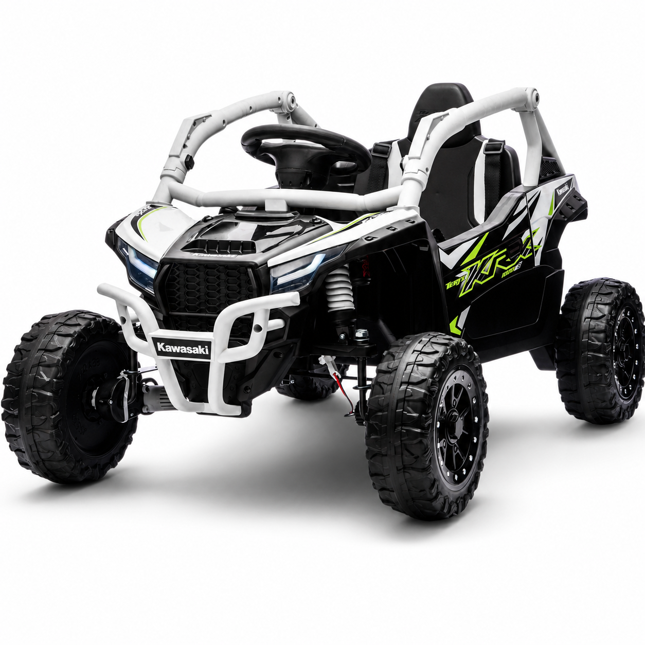 Coche Eléctrico para Niños Buggy KAWASAKI 4x4 12v BATERÍA DE LITIO Blanco c/ RUEDAS DE GOMA & ASIENTO DE PIEL
