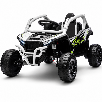 Coche Eléctrico para Niños Buggy KAWASAKI 4x4 12v BATERÍA DE LITIO Blanco c/ RUEDAS DE GOMA & ASIENTO DE PIEL