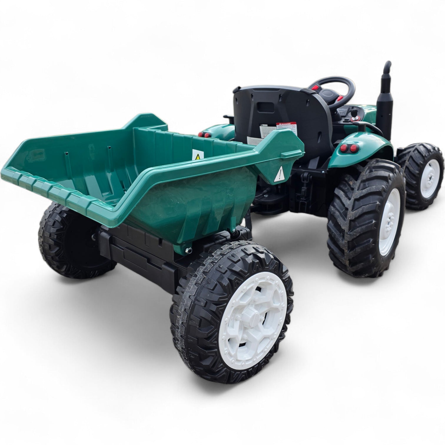 Tractor Eléctrico para Niño GROW c/ Remolque 24v Verde Oscuro c/ RUEDAS DE GOMA