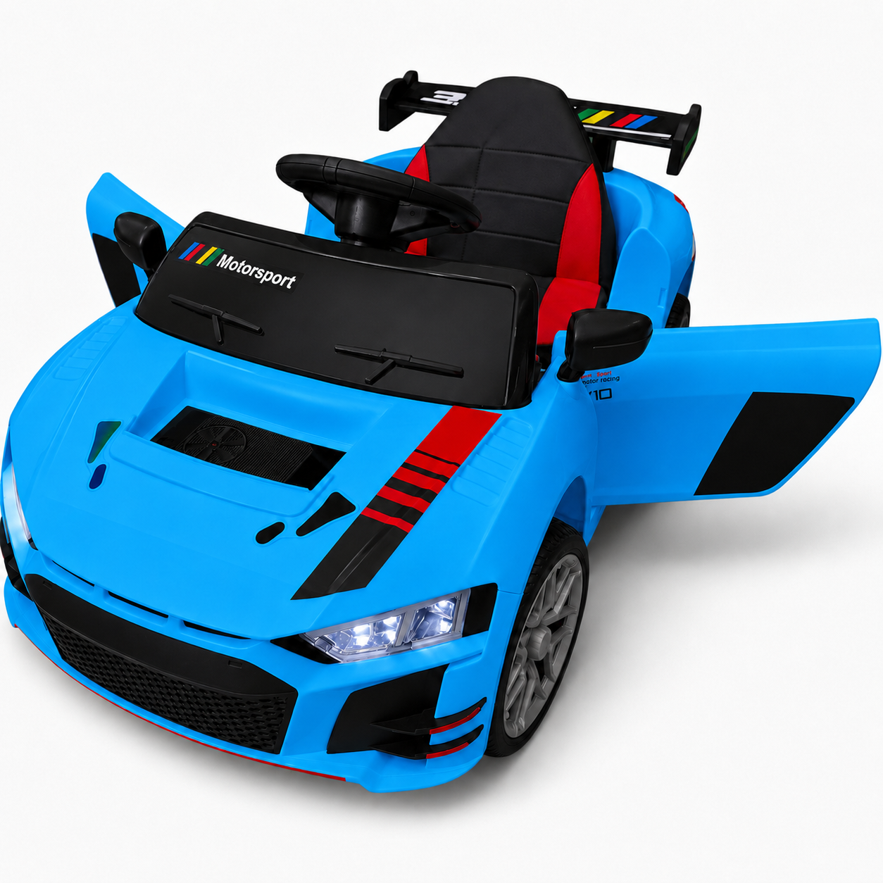 Coche Eléctrico para Niño R8 Style 12v Azul c/ RUEDAS DE GOMA & ASIENTO DE PIEL