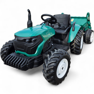 Tractor Eléctrico para Niño GROW c/ Remolque 24v Verde Oscuro c/ RUEDAS DE GOMA