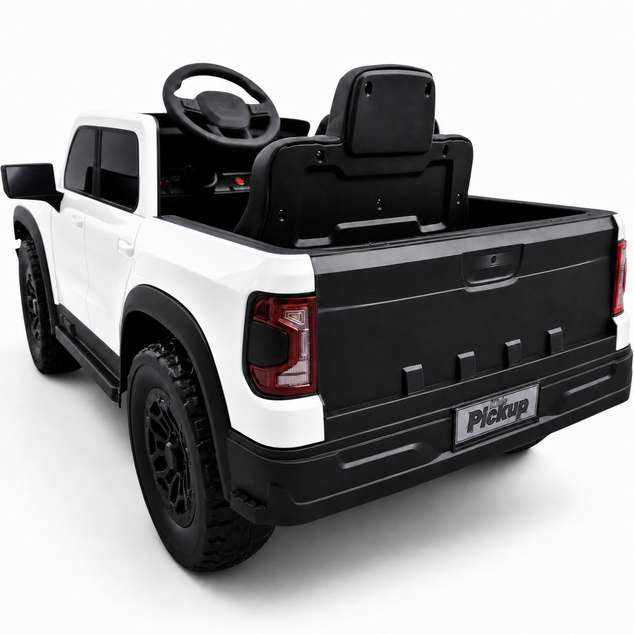 Carro Elétrico para Criança Range Raptor Style 12v Branco c/ RODAS DE BORRACHA & ASSENTO EM PELE