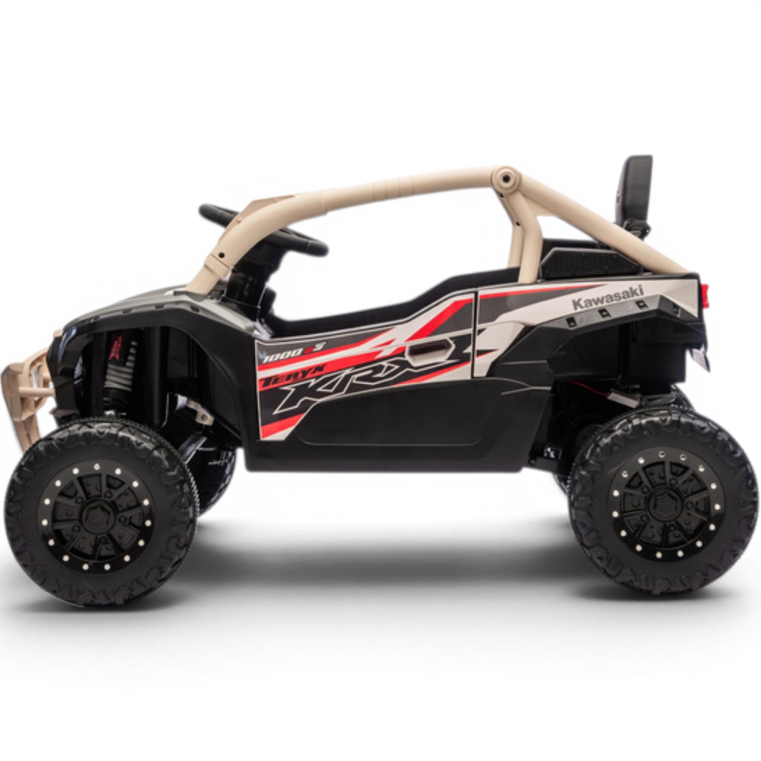 Coche Eléctrico para niño KAWASAKI 24V Negro y Azul c/ RUEDAS DE GOMA & ASIENTO DE PIEL