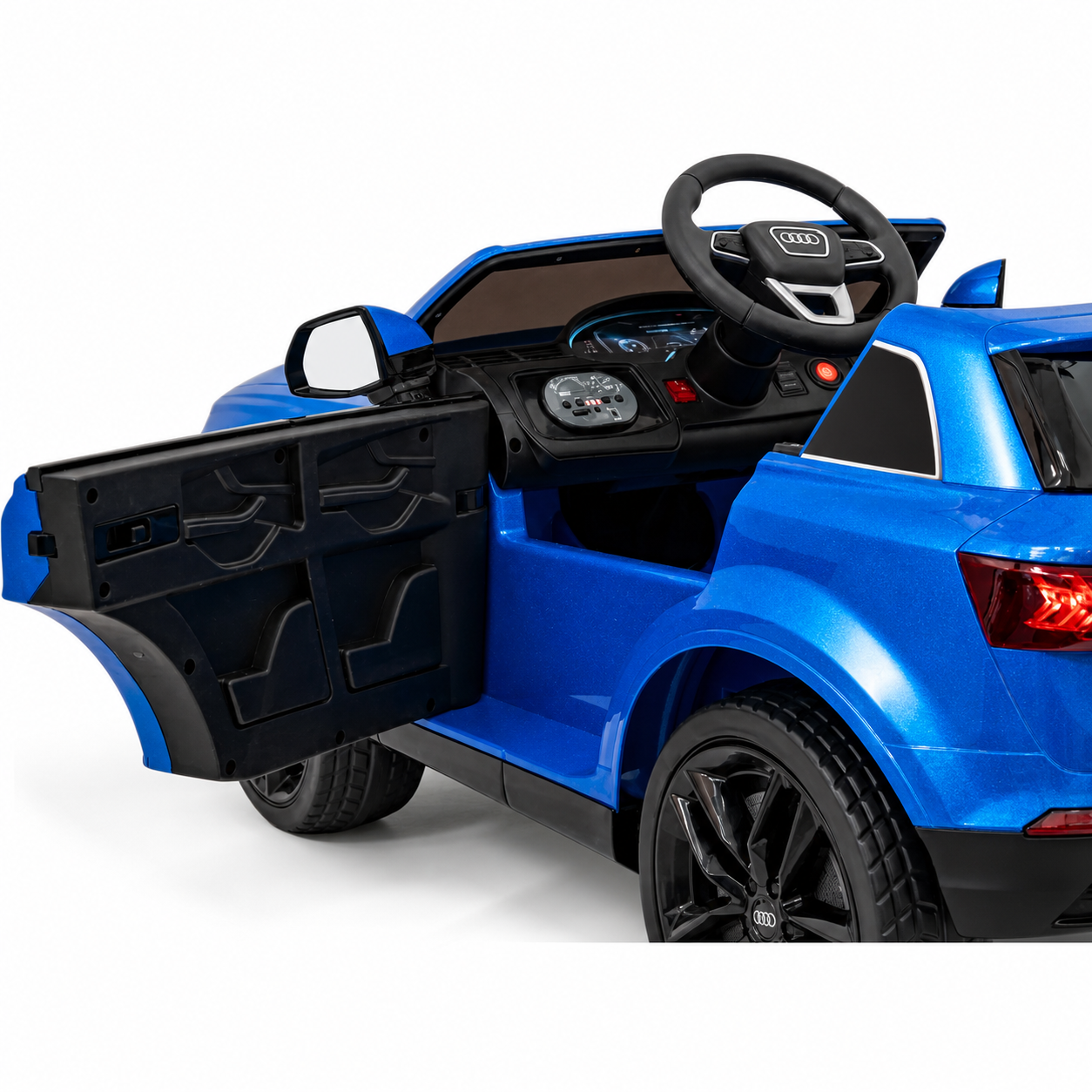 Carro Elétrico para Criança AUDI Q7 12v Azul Metalizado c/ RODAS DE BORRACHA & ASSENTO EM PELE