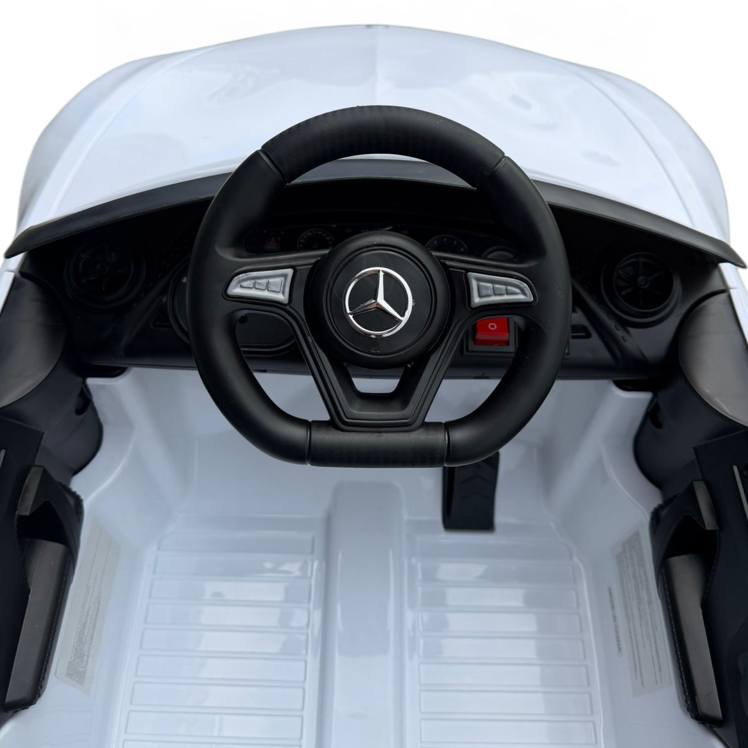 Coche Eléctrico para niño MERCEDES CLS 350 12v BLANCO c/ RODAS DE BORRACHA & ASIENTO EN PELE