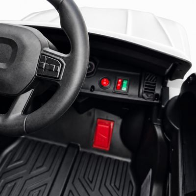 Carro Elétrico para Criança Range Raptor Style 12v Branco c/ RODAS DE BORRACHA & ASSENTO EM PELE