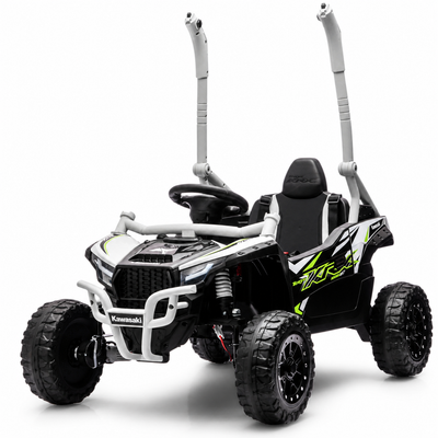 Coche Eléctrico para Niños Buggy KAWASAKI 4x4 12v BATERÍA DE LITIO Blanco c/ RUEDAS DE GOMA & ASIENTO DE PIEL