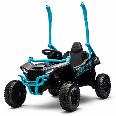 Coche Eléctrico para Niños Buggy KAWASAKI 4x4 12v BATERÍA DE LITIO Azul c/ RUEDAS DE GOMA & ASIENTO DE PIEL